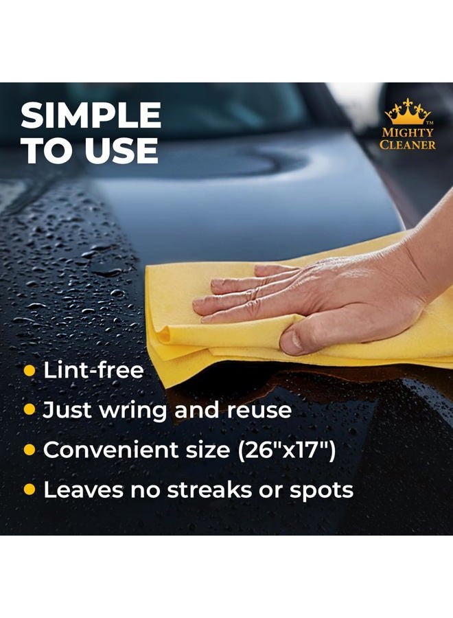 Mighty Cleaner Premium Shammy Cloth for Car Drying - 26”x17” - Super Absorbent Chamois Towel for Car - Scratch-Free, Reusable & Soft - Image 4